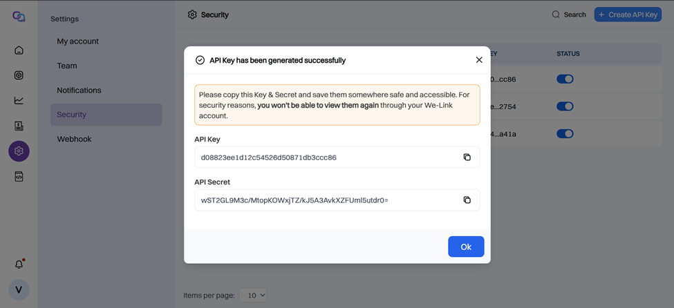 WeLink API Key
