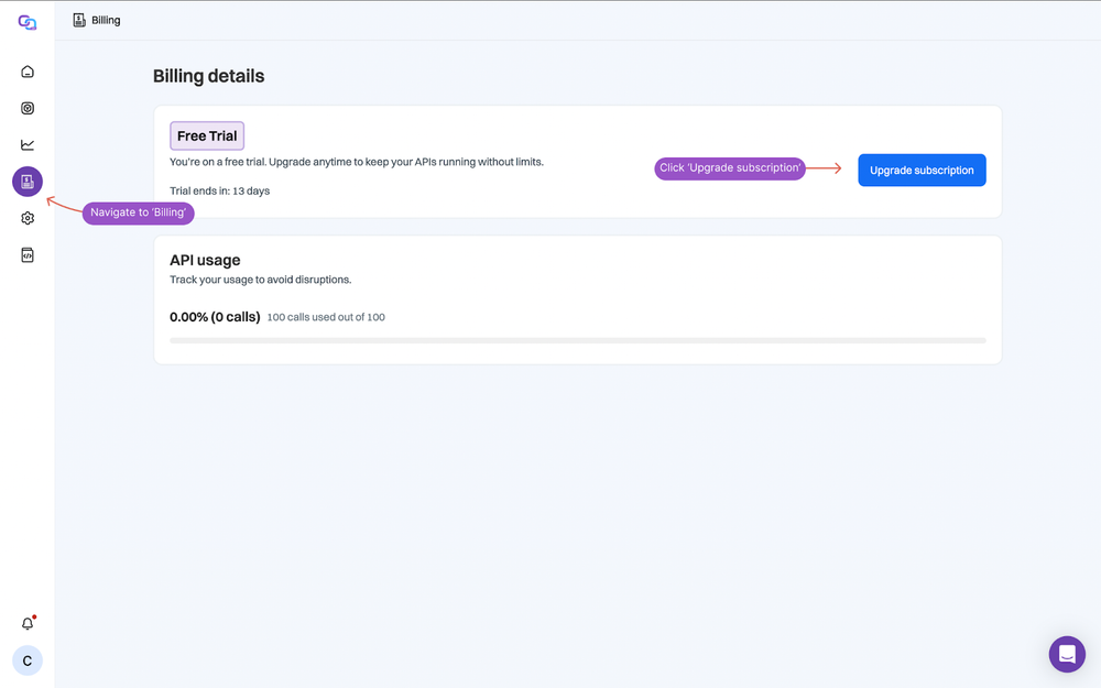 Billing dashboard